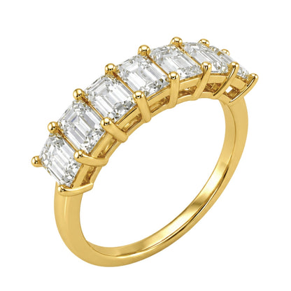 Lab-Grown Diamond Emerald-Cut Seven-Stone Wedding Ring in 14K White Gold or 14K Yellow Gold