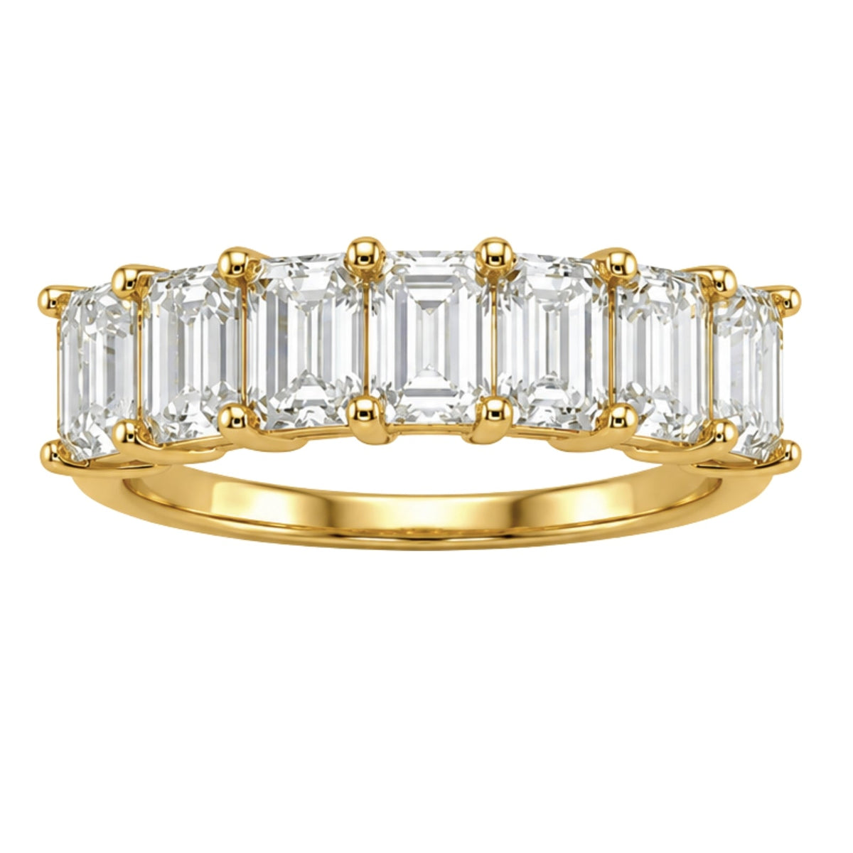 Lab-Grown Diamond Emerald-Cut Seven-Stone Wedding Ring in 14K White Gold or 14K Yellow Gold