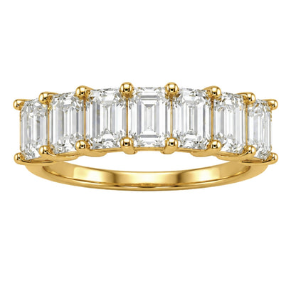 Lab-Grown Diamond Emerald-Cut Seven-Stone Wedding Ring in 14K White Gold or 14K Yellow Gold
