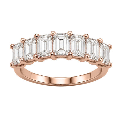 Lab-Grown Diamond Emerald-Cut Seven-Stone Wedding Ring in 14K White Gold or 14K Yellow Gold