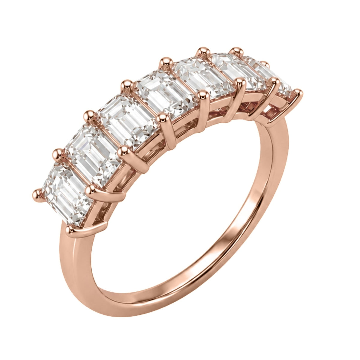 Lab-Grown Diamond Emerald-Cut Seven-Stone Wedding Ring in 14K White Gold or 14K Yellow Gold