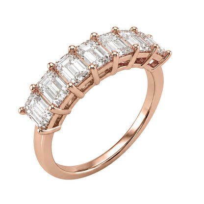 Lab-Grown Diamond Emerald-Cut Seven-Stone Wedding Ring in 14K White Gold or 14K Yellow Gold