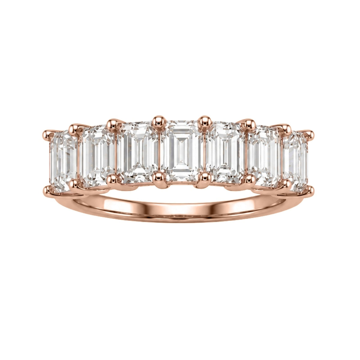 Lab-Grown Diamond Emerald-Cut Seven-Stone Wedding Ring in 14K White Gold or 14K Yellow Gold