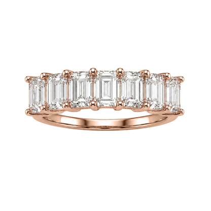 Lab-Grown Diamond Emerald-Cut Seven-Stone Wedding Ring in 14K White Gold or 14K Yellow Gold