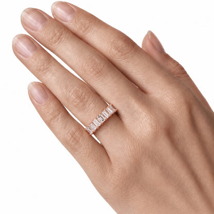 Lab-Grown Diamond Emerald-Cut Seven-Stone Wedding Ring in 14K White Gold or 14K Yellow Gold