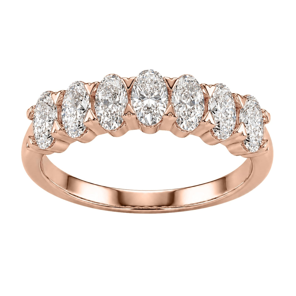 Lab-Grown Diamond Oval Seven-Stone Wedding Ring in 14K White Gold or 14K Yellow Gold