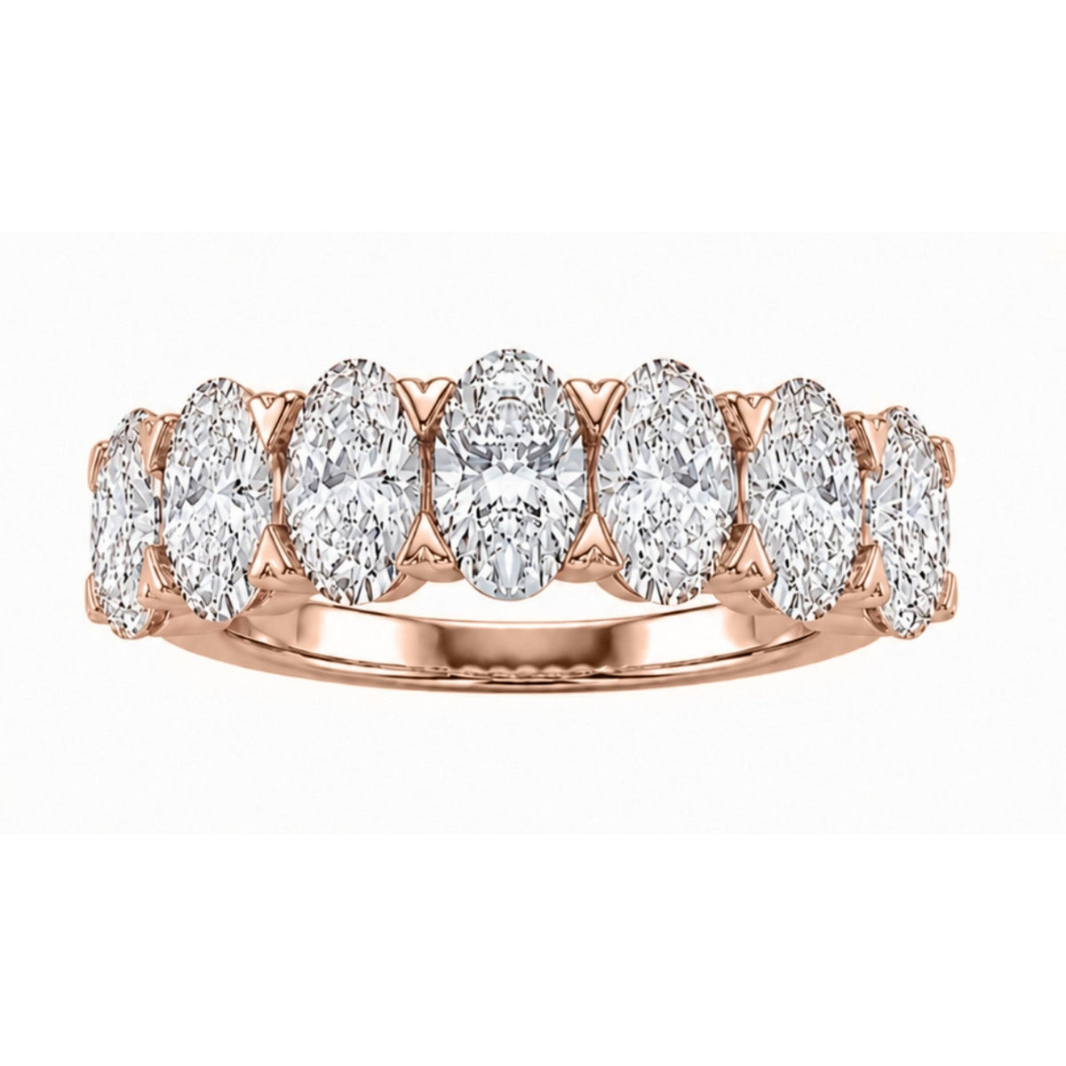 Lab-Grown Diamond Oval Seven-Stone Wedding Ring in 14K White Gold or 14K Yellow Gold