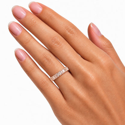Lab-Grown Diamond Emerald-Cut Eternity Wedding Ring in 14K White Gold or 14K Yellow Gold