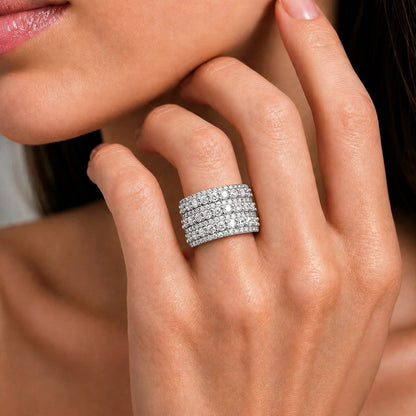 3 ct. T.W. Lab-Grown Diamond Round Statement Engagement Ring in Sterling Silver or 14K Gold over Silver