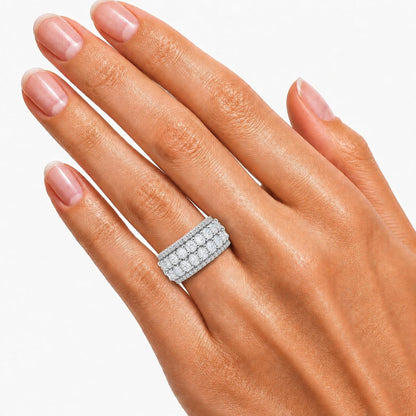 3 ct. T.W. Lab-Grown Diamond Round Statement Engagement Ring in Sterling Silver or 14K Gold over Silver
