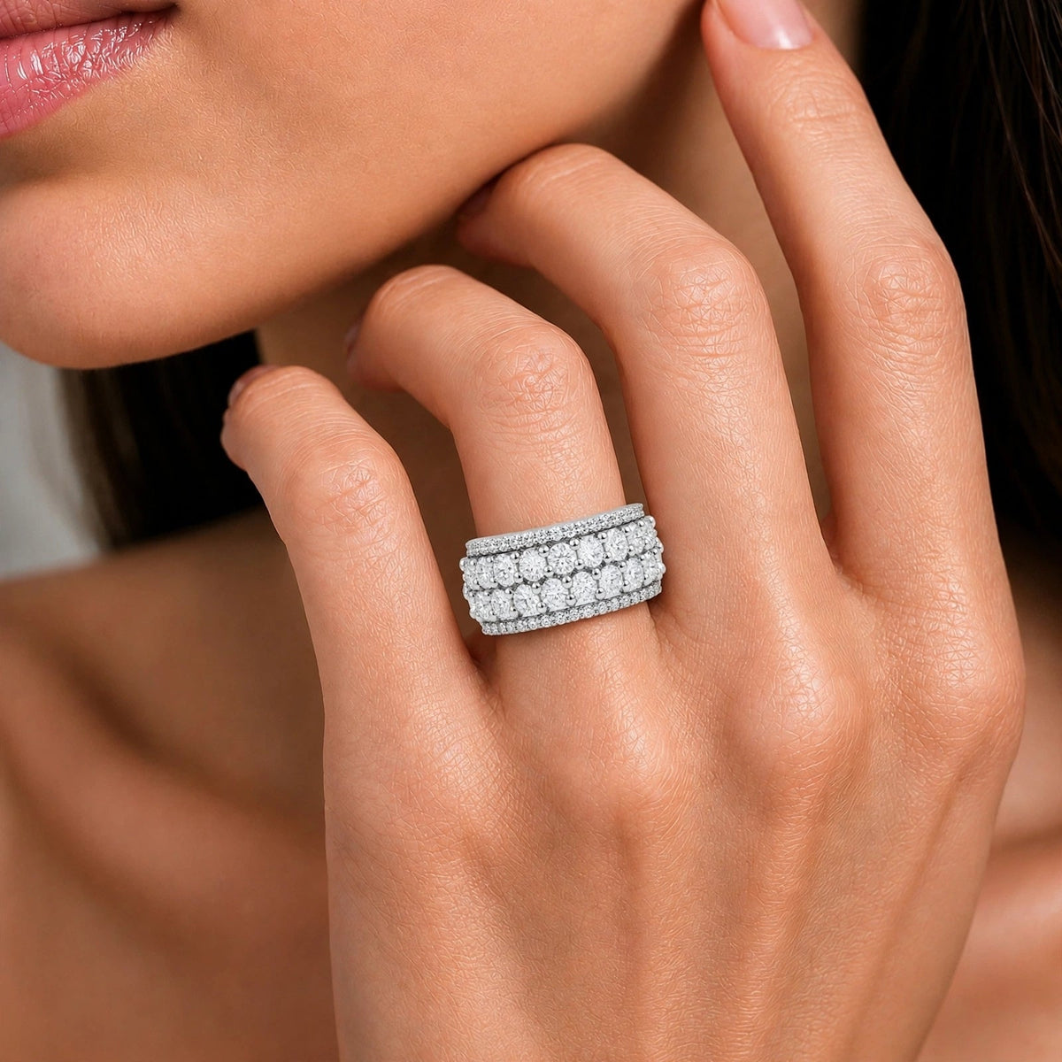 3 ct. T.W. Lab-Grown Diamond Round Statement Engagement Ring in Sterling Silver or 14K Gold over Silver