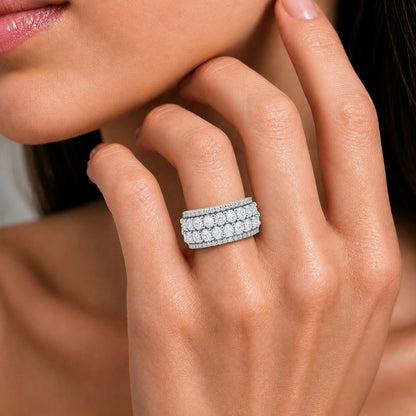 3 ct. T.W. Lab-Grown Diamond Round Statement Engagement Ring in Sterling Silver or 14K Gold over Silver