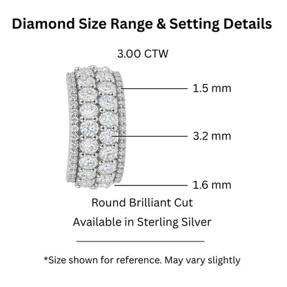 3 ct. T.W. Lab-Grown Diamond Round Statement Engagement Ring in Sterling Silver or 14K Gold over Silver