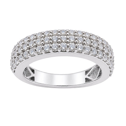 1 ct. T.W. Lab-Grown Diamond Round 3-Row Band Ring in Sterling Silver