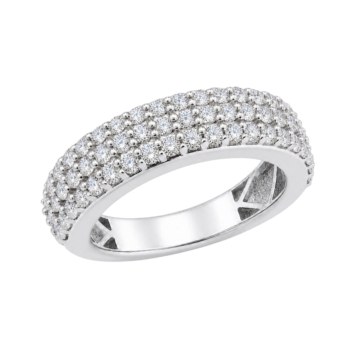 1 ct. T.W. Lab-Grown Diamond Round 3-Row Band Ring in Sterling Silver
