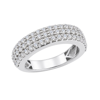 1 ct. T.W. Lab-Grown Diamond Round 3-Row Band Ring in Sterling Silver