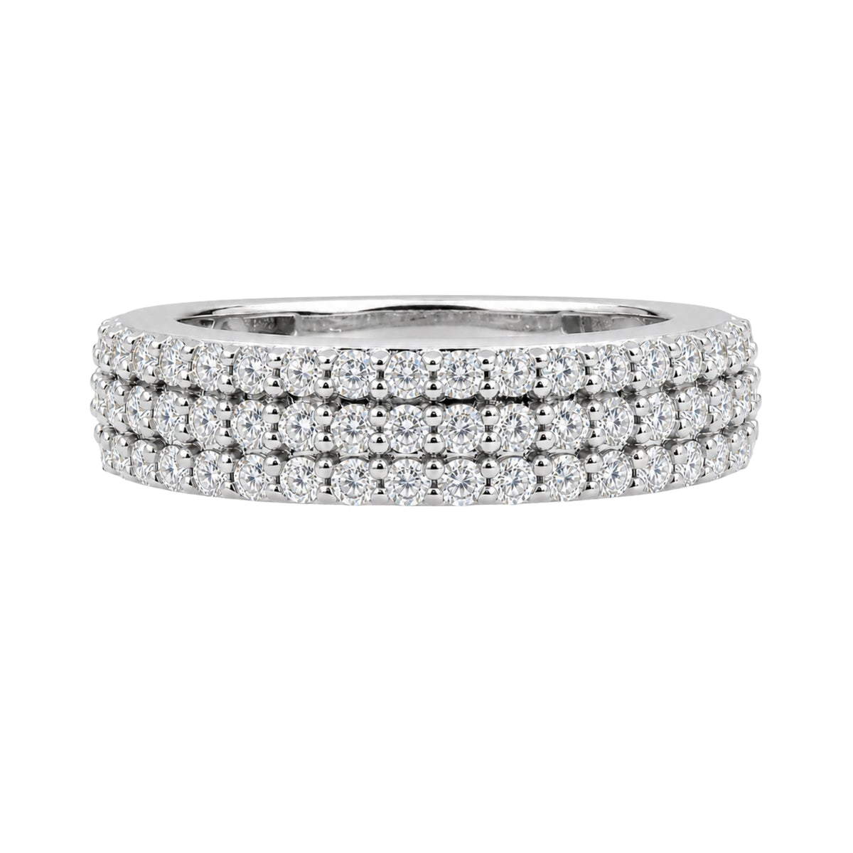 1 ct. T.W. Lab-Grown Diamond Round 3-Row Band Ring in Sterling Silver