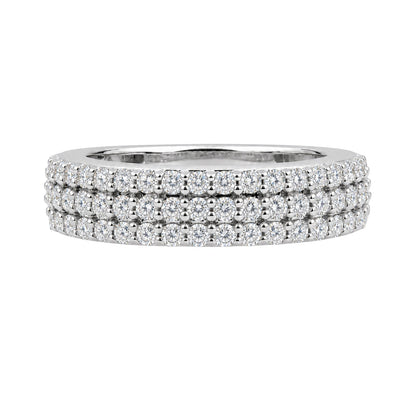 1 ct. T.W. Lab-Grown Diamond Round 3-Row Band Ring in Sterling Silver