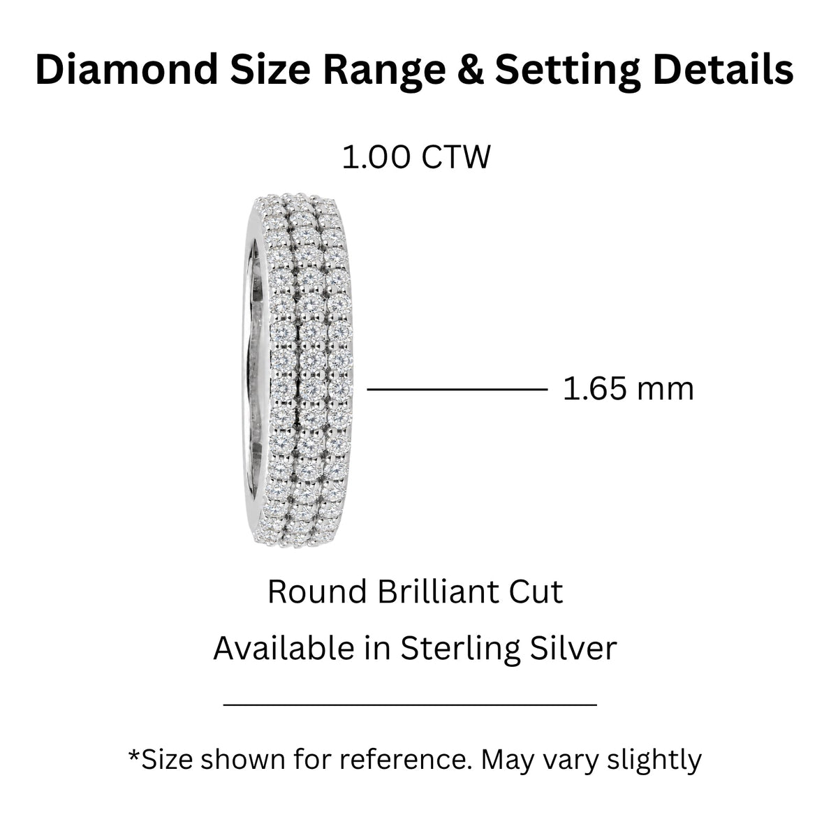 1 ct. T.W. Lab-Grown Diamond Round 3-Row Band Ring in Sterling Silver