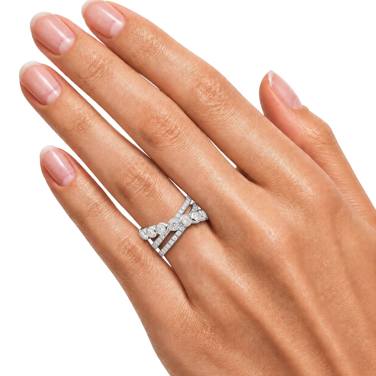 2 ct. T.W. Lab-Grown Diamond Round Statement Engagement Ring in Sterling Silver or 14K Gold over Silver