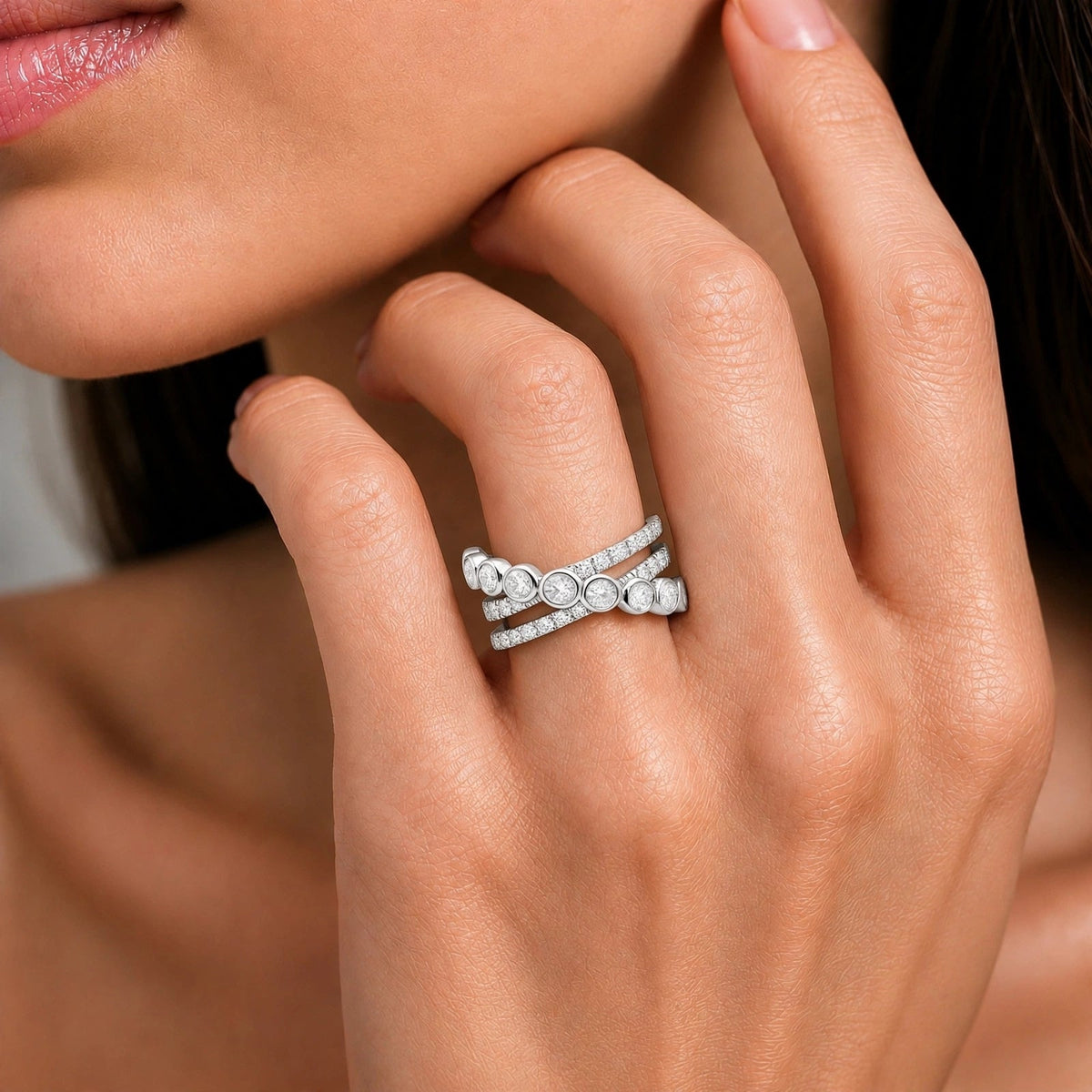 2 ct. T.W. Lab-Grown Diamond Round Statement Engagement Ring in Sterling Silver or 14K Gold over Silver