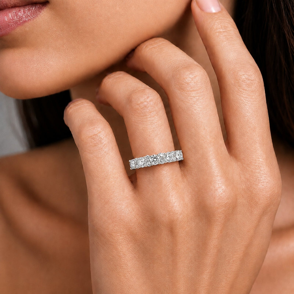 1 ct. T.W. Lab-Grown Diamond Round Band Engagement Ring in Sterling Silver or 14K Gold over Silver