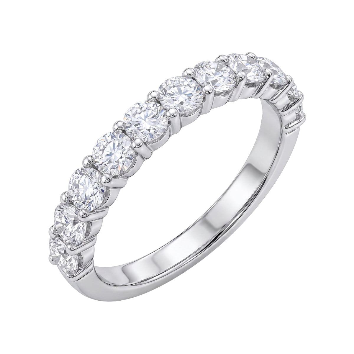 1 ct. T.W. Lab-Grown Diamond Round Band Engagement Ring in Sterling Silver or 14K Gold over Silver