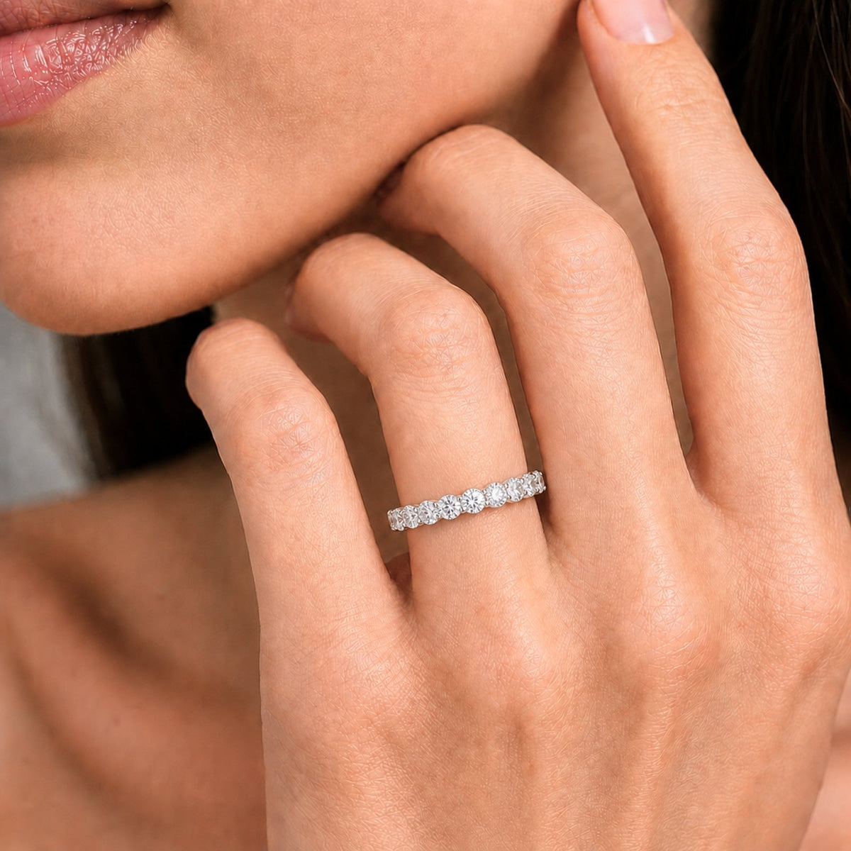 1 ct. T.W. Lab-Grown Diamond Round Band Engagement Ring in Sterling Silver or 14K Gold over Silver