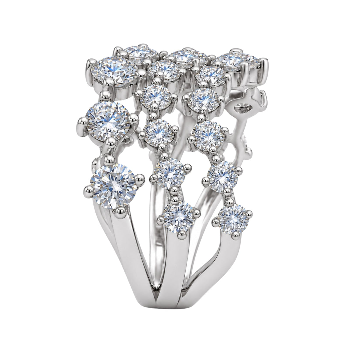 3 ct. T.W. Lab-Grown Diamond Round Statement Engagement Ring in Sterling Silver or 14K Gold over Silver