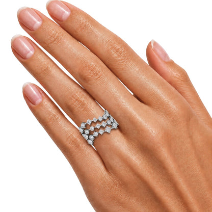 3 ct. T.W. Lab-Grown Diamond Round Statement Engagement Ring in Sterling Silver or 14K Gold over Silver