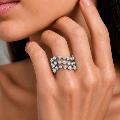 3 ct. T.W. Lab-Grown Diamond Round Statement Engagement Ring in Sterling Silver or 14K Gold over Silver
