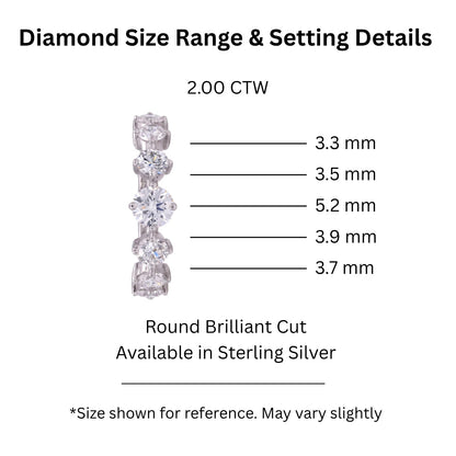 2 ct. T.W. Lab-Grown Diamond Round Band Wedding Ring in Sterling Silver or 14K Gold over Silver