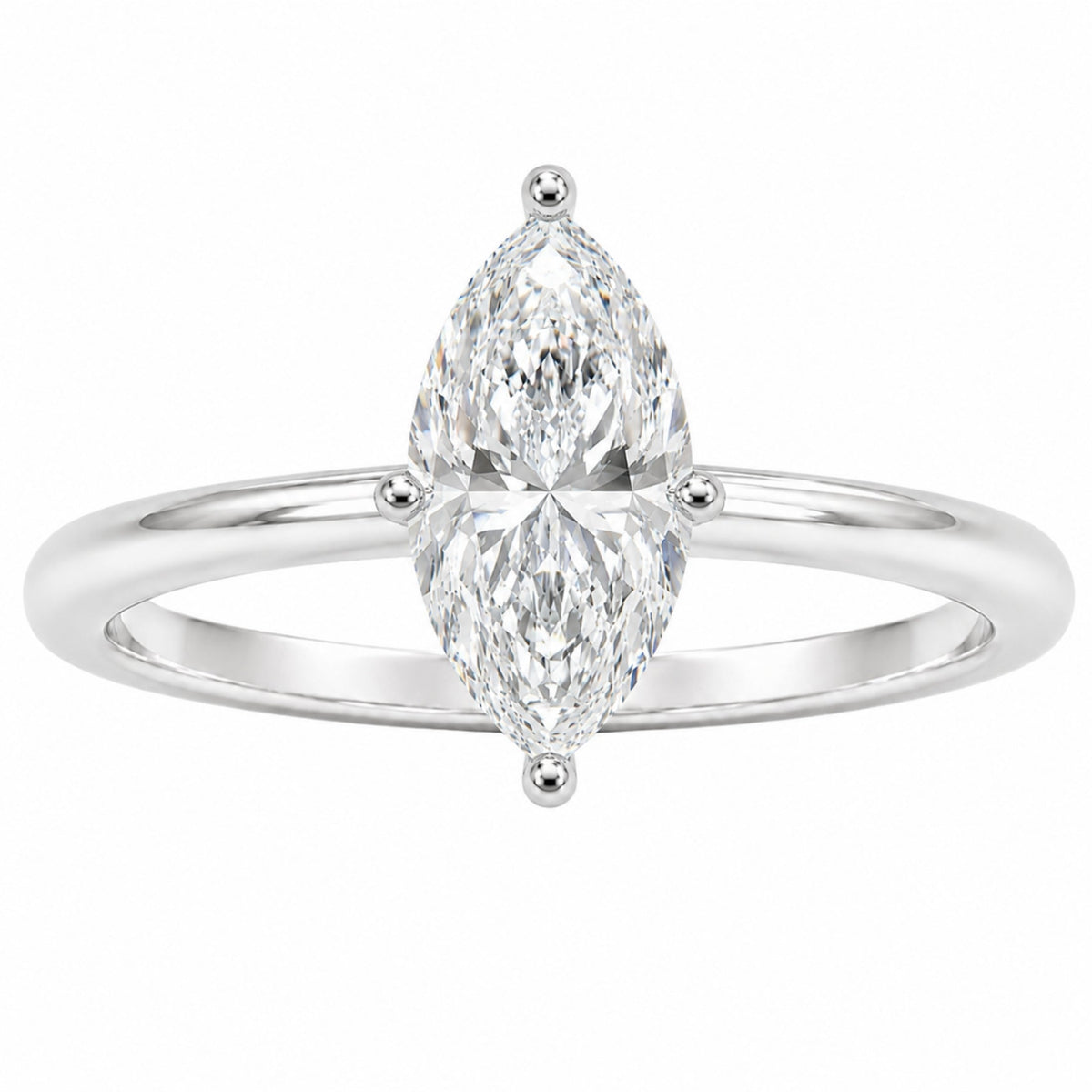 Lab-Grown Diamond Marquise Cut Solitaire Engagement Ring in 14K White Gold or 14K Yellow Gold