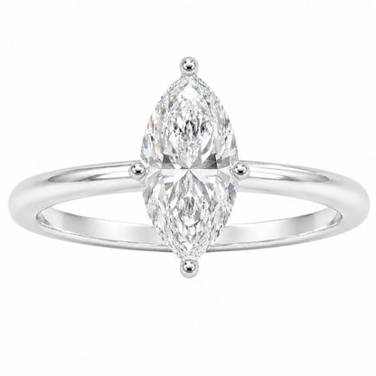 Lab-Grown Diamond Marquise Cut Solitaire Engagement Ring in 14K White Gold or 14K Yellow Gold