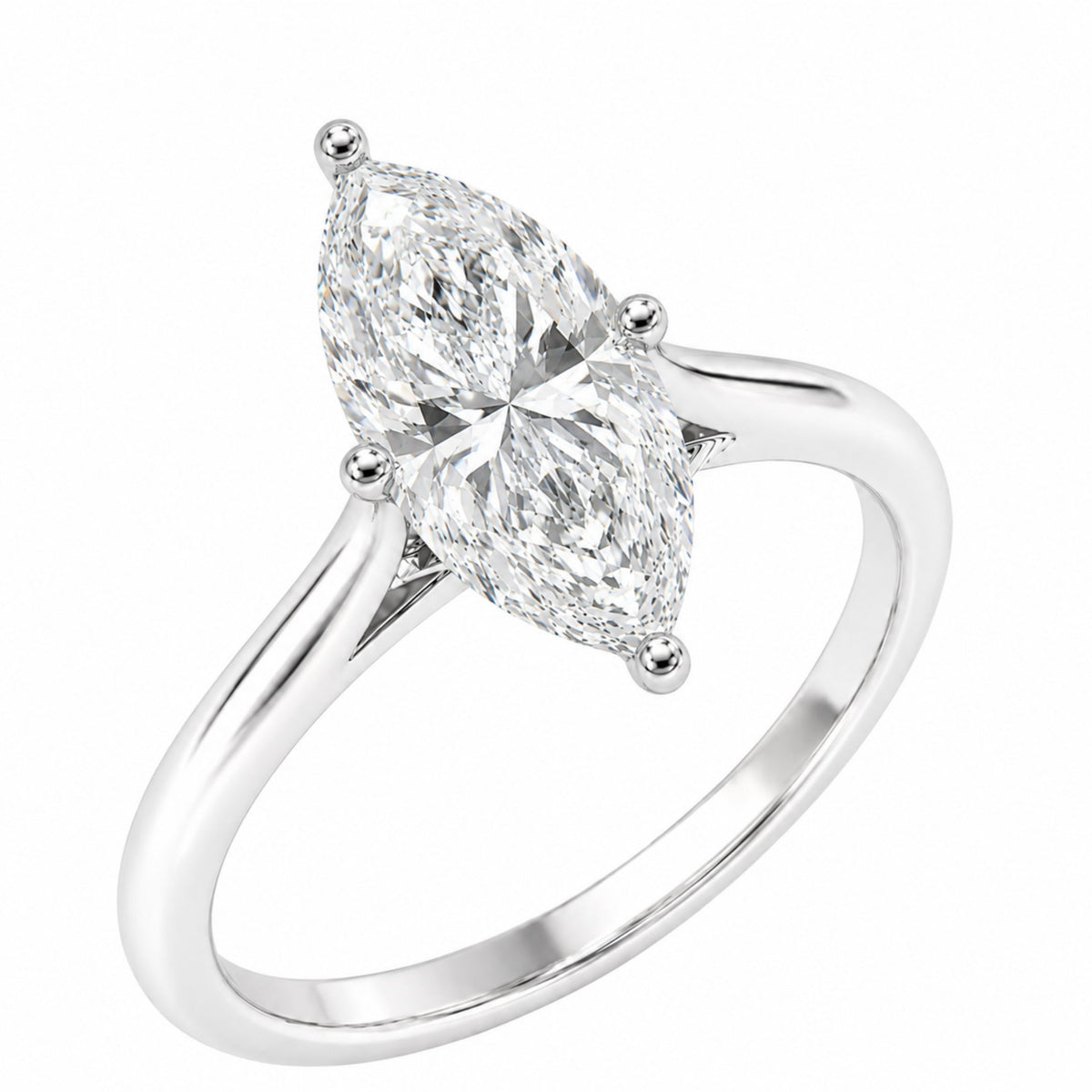 Lab-Grown Diamond Marquise Cut Solitaire Engagement Ring in 14K White Gold or 14K Yellow Gold