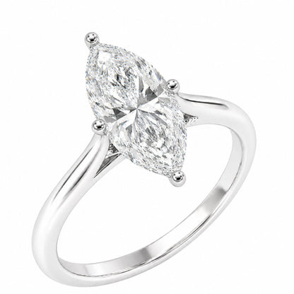 Lab-Grown Diamond Marquise Cut Solitaire Engagement Ring in 14K White Gold or 14K Yellow Gold