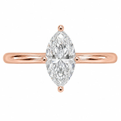 Lab-Grown Diamond Marquise Cut Solitaire Engagement Ring in 14K White Gold or 14K Yellow Gold