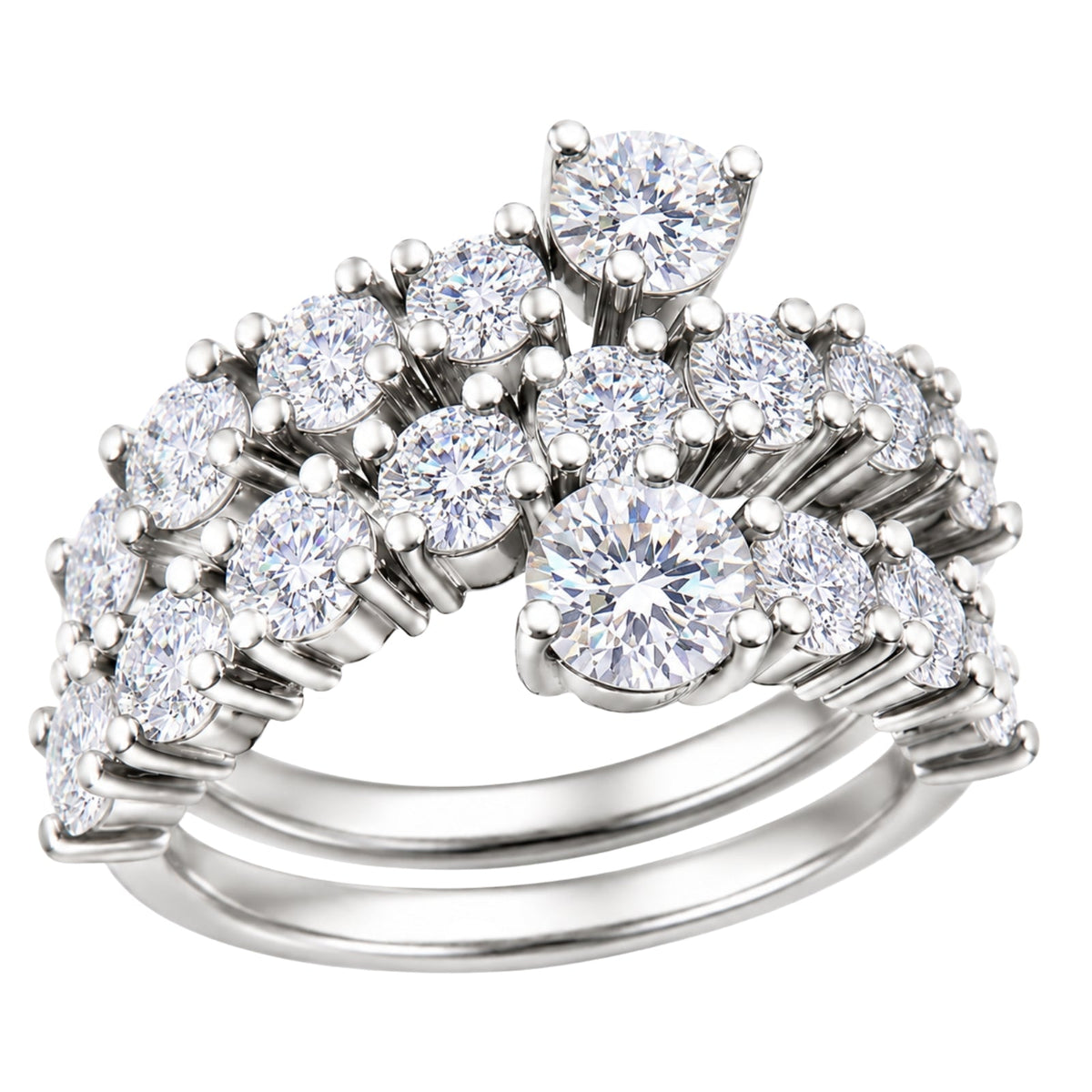 3 ct. T.W. Lab-Grown Diamond Round Statement Engagement Ring in Sterling Silver or 14K Gold over Silver