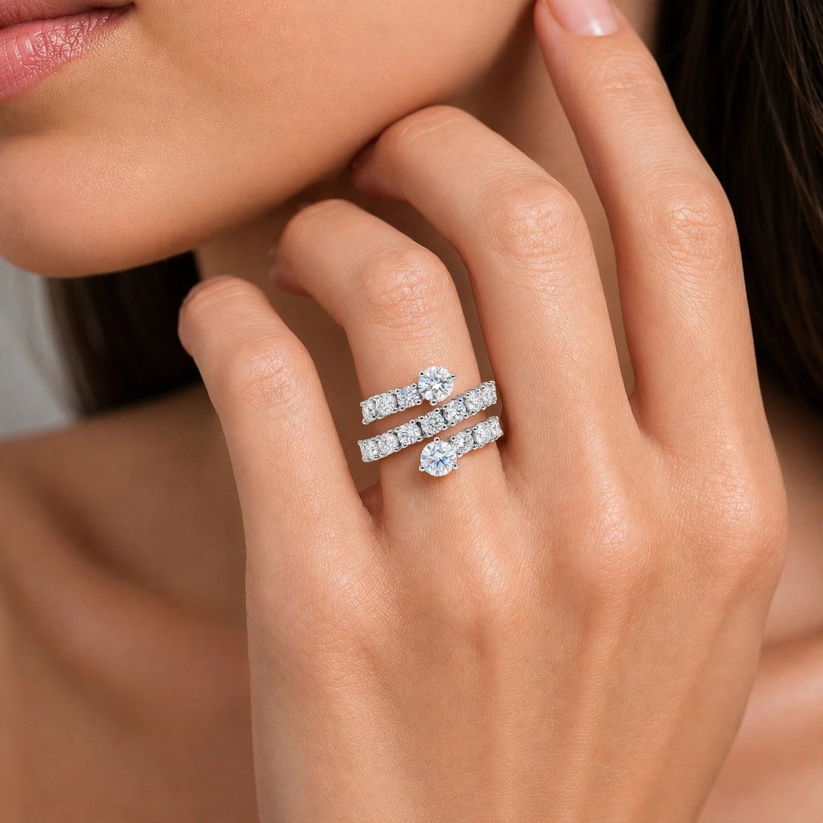 3 ct. T.W. Lab-Grown Diamond Round Statement Engagement Ring in Sterling Silver or 14K Gold over Silver