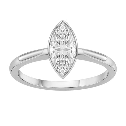 Lab-Grown Diamond Marquise Cut Solitaire Bezel Engagement Ring in 14K White Gold or 14K Yellow Gold