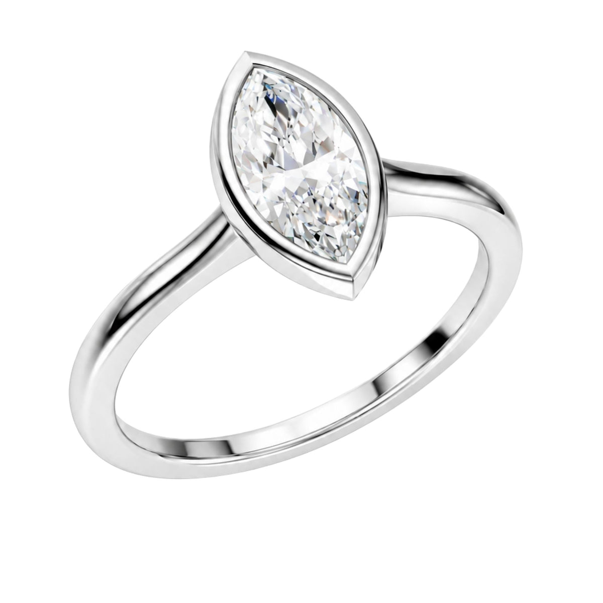 Lab-Grown Diamond Marquise Cut Solitaire Bezel Engagement Ring in 14K White Gold or 14K Yellow Gold