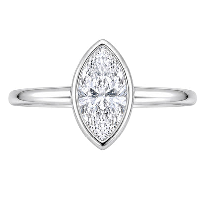 Lab-Grown Diamond Marquise Cut Solitaire Bezel Engagement Ring in 14K White Gold or 14K Yellow Gold