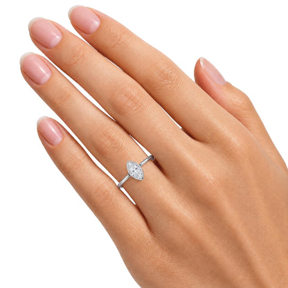 Lab-Grown Diamond Marquise Cut Solitaire Bezel Engagement Ring in 14K White Gold or 14K Yellow Gold