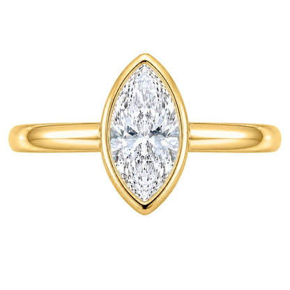 Lab-Grown Diamond Marquise Cut Solitaire Bezel Engagement Ring in 14K White Gold or 14K Yellow Gold