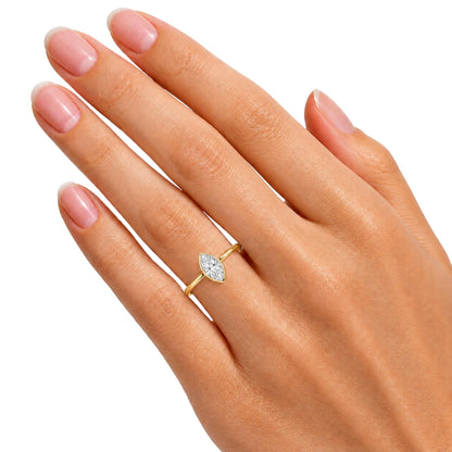 Lab-Grown Diamond Marquise Cut Solitaire Bezel Engagement Ring in 14K White Gold or 14K Yellow Gold