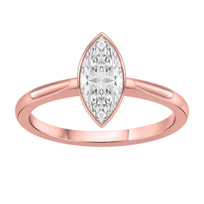 Lab-Grown Diamond Marquise Cut Solitaire Bezel Engagement Ring in 14K White Gold or 14K Yellow Gold