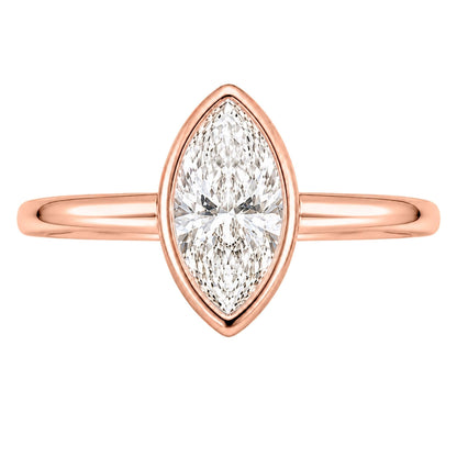 Lab-Grown Diamond Marquise Cut Solitaire Bezel Engagement Ring in 14K White Gold or 14K Yellow Gold