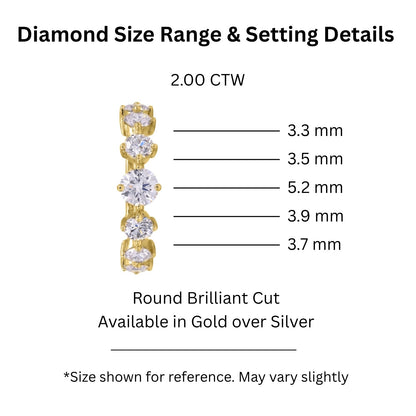 2 ct. T.W. Lab-Grown Diamond Round Band Wedding Ring in Sterling Silver or 14K Gold over Silver