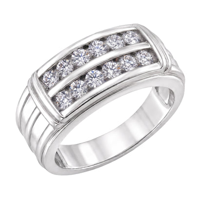 1 ct. T.W. Lab-Grown Diamond Round Engagement Ring in Sterling Silver or 14K Gold over Silver