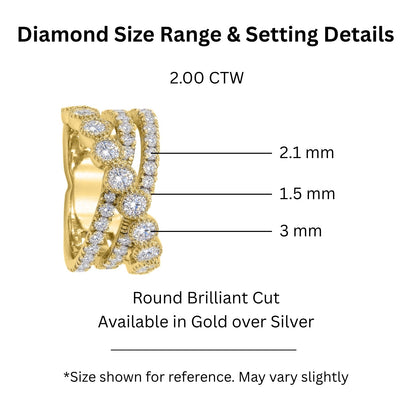 2 ct. T.W. Lab-Grown Diamond Round Statement Engagement Ring in Sterling Silver or 14K Gold over Silver